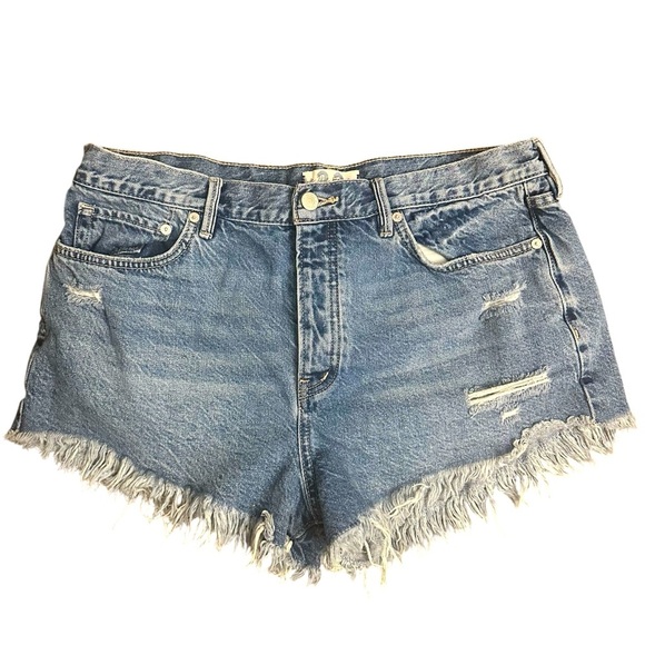 We the Free Women’s Size 32 Denim Shorts Loving Good Vibrations Cut Off Frayed - Picture 2 of 7